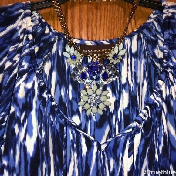 Dana Buchman Blue Abstract Print Dress Sz XL - Picture 5 of 7